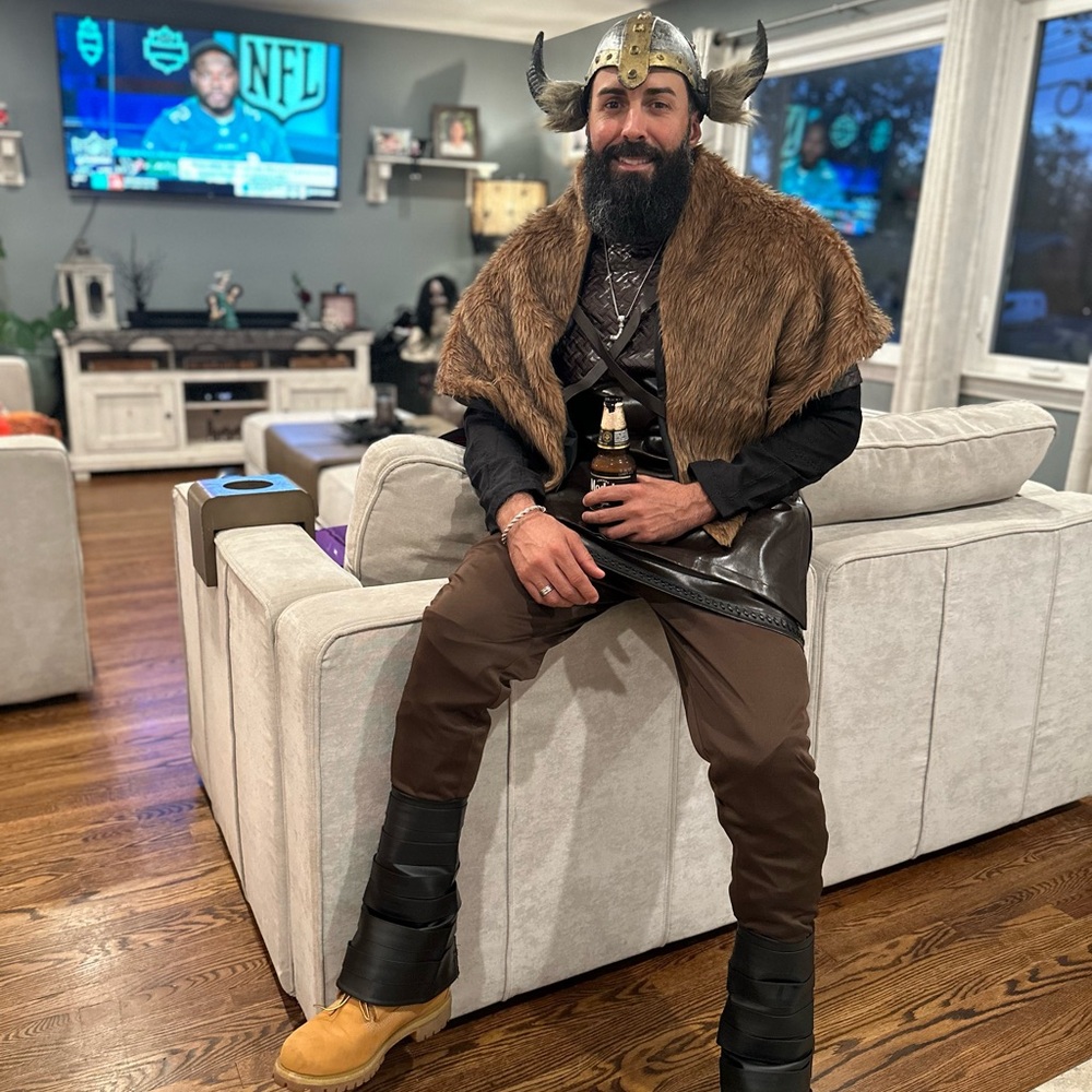 Men's Viking Warrior Costume with Faux Fur